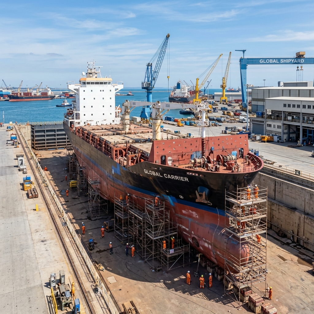 Ship in dry dock at Marine Grace UAE
